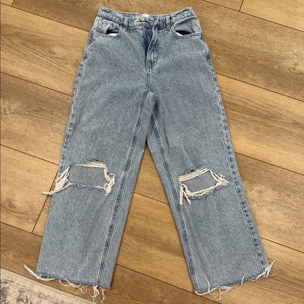 PacSun Light Blue Distressed Straight-Leg Jeans